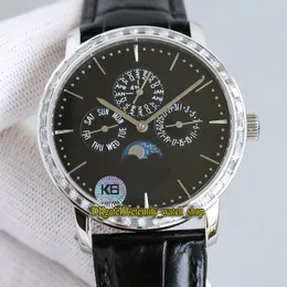 永遠の時計K6Fアップグレードバージョン43175 / 000R-B343 CAL.112QP自動アイスアウトメンズウォッチパーペチュアルカレンダームーンフェーズブラックダイヤルステンレスケースダイヤモンドベゼル