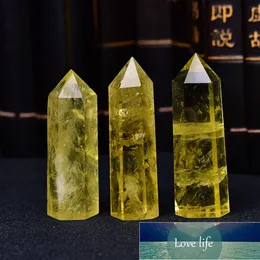 1 PC Naturalny Kryształowy Point Citrine Uzdrawianie Obelisk Żółty Kwarcowy Wand Piękny ornament Do Home Decor Energy Stone Pyramid