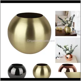 Vasos Déce Gardenstainless Home Decoração Inquebrada Metal Flor Vaso Sala de Vida Decoração Dourada Polido Flowerpot Minimalista CRAF