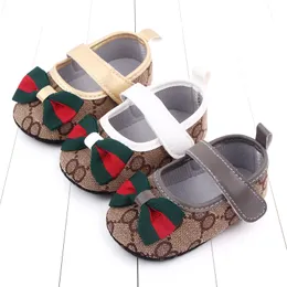 2022 Coreano Princesa Sapatos Borboleta Nó Baby Girls First Walkers Soft Soled Flats Baby Moccasins Criança CRIB SHOES