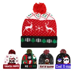 Novo LED Luz Chapéu Christmas Halloween Acrílico Chapéu pode alterado Bateria Beanie de malha com Pom Winter Hat