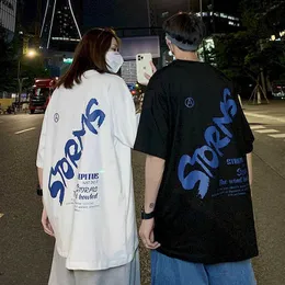 T-shirt Män Clothe Couple Wear Sommar Nisch Design Sense Prints 's Kortärmad Ren Bomull Koreansk Trend 210526