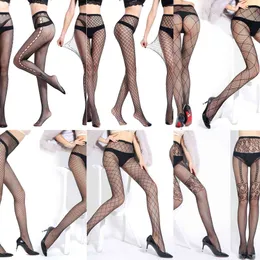 2021 Ny Ankomst Plaid Pantyhose Kvinnor Nylon Mesh Tight With Pattern Fishnet Strumpor Plus Size Sexig Panty X0521