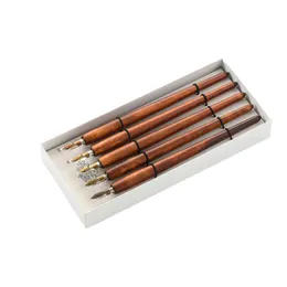 Party Favor 5PCS Dip Drewniane Pen Set Pens Angielski Kaligrafia Copperplate Strypt Strypt drewno z Ergonomicznym uchwytem