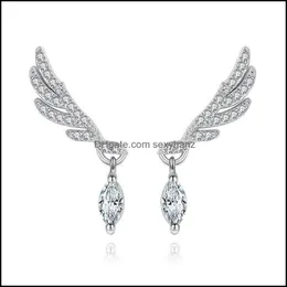 Inne kolczyki Biżuteria Modna koni oko Angel Wing 925 Sterling Sier Studs Kobiece ucho G26 Drop dostawa 2021 LWFVH