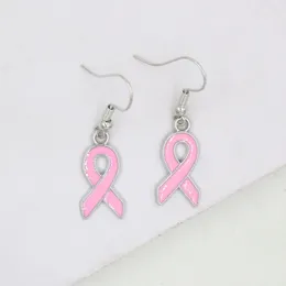 New Arrival Wholesale Pink Ribbon Drop Dangle Earring Breast Cancer Awareness Earrings For Women Jewelry Gifts Bijoux