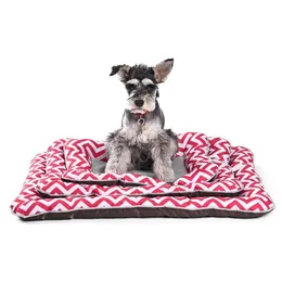 Soft Dog Cat Cushion Novel Striped Pet Mat Drop Temperature In Summer Puppy Kitten Sleeping Bed S-M Three Colors Kennels & Pens