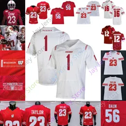 Wisconsin Badgers Football Jersey NCAA College JJW Attr USSELLW ILSONJ AKEF ERGUSOND ANNYD AVISI IIJ ACKS