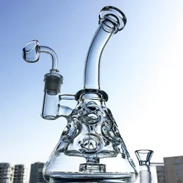 Vattenberaker dab righokahs 9 tums schweiziska perc pipe fab ägg 14mm kvinnlig gemensam återvinningsglas bongs showerhead percolator