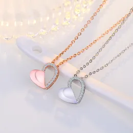 Fashion Double Layer Heart Clear CZ Necklace Silver Chain Necklace for Women Fine Jewelry Wedding Gift