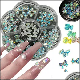 Salon Health Beauty10pcs/42pcs Aurora Crystal Bear/Bow 3d Nail Art Rhinestone aessories Gems Box Manicure Decorations Set B0351 Drop Deliv