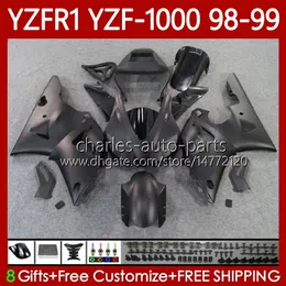 Motorcycle Body For YAMAHA YZF-R1 YZF-1000 YZF R 1 1000 CC 98-01 Bodywork 82No.24 Flat black YZF R1 1000CC YZFR1 98 99 00 01 YZF1000 1998 1999 2000 2001 OEM Fairings Kit