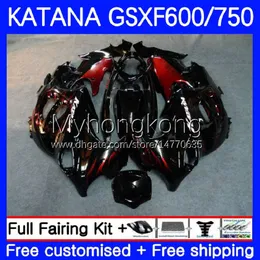 Verkleidungen für Suzuki KATANA GSX600F GSXF750 GSXF 600 750 CC GSXF-600 18No.12 Rote Flammen GSX750F 600CC 750CC 03 04 05 06 07 GSXF600 GSXF-750 2003 2004 2005 2006 2007 Karosserie