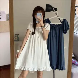 Ruffled Bayan Lolita Beyaz Prenses Elbise Sleepshirts Vintage Nightgowns 210529