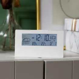 その他の時計アクセサリーLEDミュートスマート天気電子時計テーブル永久カレンダーデスクトップの透明な学生リトルアラーム現代