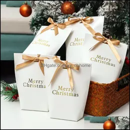 Gift Wrap Event & Party Supplies Festive Home Garden 5Pcs High Quality Pouch Pocket Kraft Paper Packaging Box Decoration Candy Boxes Christm