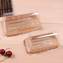 Cozimento caixa de embalagem suíço rolo pão caixas de bolo descartável queijo mousse transparente caixa de pastelaria plástica longo blister