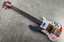 パターントップ4-String 4003 Bass Guitarカスタム4文字列中国の中国製Fireglo Basse Guitare Shark Pinインレイ