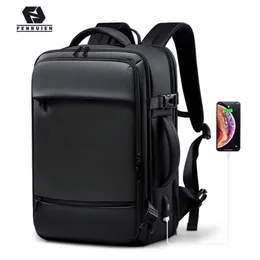 17.3 Fenruien Backpack Inch Män Laptop Ryggsäckar Expanderbar USB Laddning Stor kapacitetsresor Backpacking med vattentät väska 202211
