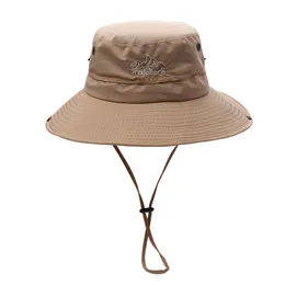 Homens Pescador Chapéu Pesca Ao Ar Livre Bacia de Bacia Sunscreen UV Respirável Sunshade Bonés Primavera Verão Grande Brim Cap HHC7579