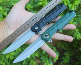 1Pcs Top Quality RM106 Flipper Folding Knife 3Cr13Mov Drop Point Blade G10 + Stainless Steel Sheet Handle Ball Bearing EDC Pocket Knives