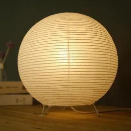 Table Lamps LED Paper Lantern Desk Lamp Creative Retro Simple Bedside Night Light Lampshade Metal Base Indoor Lighting Luminarias