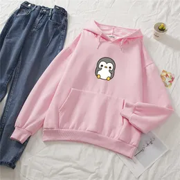 Oversized Women Bluzy Kawaii Bluza drukowana Kobiety Winter Ciepłe Streetwear Pulowers Graficzne Zagęścić Bluzy Streetwear Y0820