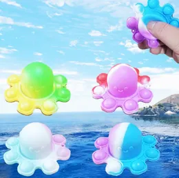 Christmas Christmas Halloween Favor Prezenty Kolorowe Ośmiornicy Keychain Fidget Zabawki Multi Emoticon Push Bubble Stress Relet Octopuses Sensory Toy for Autyzm Specjalne