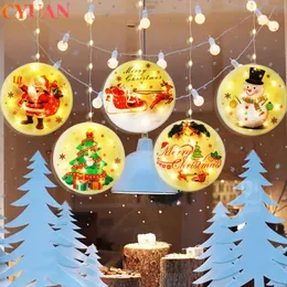 Merry Christmas Decor USB LED String Lights Glass Window Decoration Ornaments for Home Xmas Party Supplies