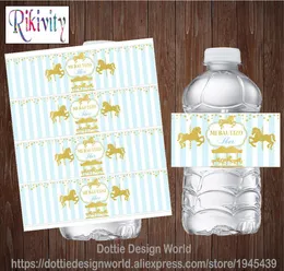 Parco giochi personalizzato Carosello Cavalli Bottiglia d'acqua Etichette vino Candy Bar Wrapper Sticker Baby Shower Decorazione festa di compleanno 210408