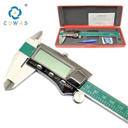 Wyświetlacz cyfrowy 0-150mm 0-150mm 0,01 mm zaciski ze stali nierdzewnej MM / calowe podwójne czytanie LCD Elektroniczny Vernier Caliper Wodoodporny 210922