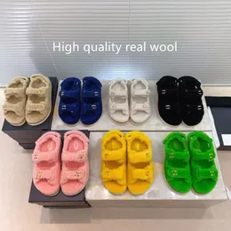 Womens shoes sandals High-quality real snow boots Flat-soled wool Fur-in-one new style Color LG buttons Trend Fashion College with thin high heels