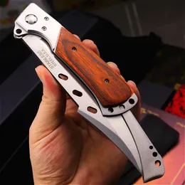 Coltello pieghevole con manico in legno colorato, grande coltello a coda di rondine, coltello pieghevole da caccia nella giungla, Coltello tattico U.S.A