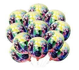 Disco ballonger aluminium folie ballonger fest dekoration metallhelium ballon dans födelsedag bröllop baby dusch 22 tum rund formad med hanghål
