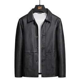 Fashion Men's Leather Jacket Autumn Simple Lapel Slim Solid Color M-5XL Casual Chaquetas Los Hombres 211214