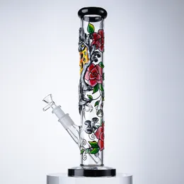 Unique Style Hookahs 5mm Thick Glass Bongs Handcraft Water Pipes Straight Tube Oil Dab Rigs 18.8mm Female Joint With Bowl