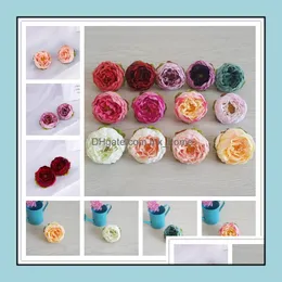 Artificial Flowers Silk Peony Flower Heads Home Party Wedding Decoration Supplies Simation Fake Head Diy Garland Wall Archway Drop Delivery