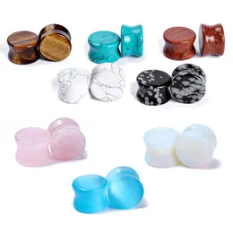 Other Europe And America 6mm-16mm Ear Expansiones 8 Pairs Of Bags Double Flared Natural Stone Perforation Body Piercing Jewelry