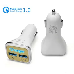 듀얼 USB QC3.0 + 2.1A 자동차 충전기 2 포트 LCD 디스플레이 12-24V 담배 소켓 가벼운 패스트 자동차 충전기 전원 어댑터 자동차 스타일링