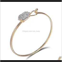 Armbänder Drop Lieferung 2021 Ankunft Luxus Gold Sier Imitation Druzy Stein Armreif Edelstein Kristall Armband Frau Schmuck Ox1Ep