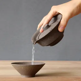 Ceramic Japanese Tea Cup Set Portable Travel Teaware Kung Fu 1 Pot 2 Cups Home Office Vintage Drinkware