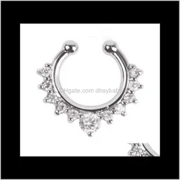 Nabel Bell Button Trendy Ring Rystal Hoop Nasenringe Stud Schmuck Fake Septum Clicker Non Piercing Hanger Clip On Women