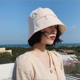 Fashion Trendy Bucket Hat Women Solid Color Shade Sun Protection Fisherman Summer Thin Male Sombreros De Cubo Gorra Wide Brim Hats