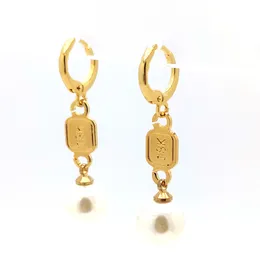Bollywood Fashion 18K Yellow Gold Dangle Lady's Elegant Jewelry Indian Saltwater Pearl Earrings Genuine 10mm Drop Clip Hoop