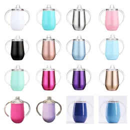 10oz Kid Water Bottle Mugs Stainless Steel Tumblers with Handle Travel Baby Sippy Cup BAP FREE WWQ