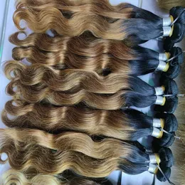 Świetna jakość splotów w kolorze brazylijskiego 3 ton Human Hair Extensions 3 Bundle grube wątki