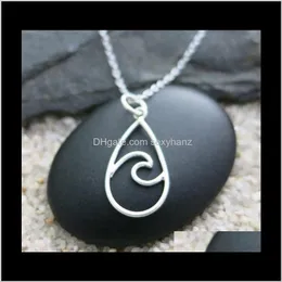 Pendant & Pendants Jewelry Drop Delivery 2021 10Pcs Sea Ocean Water Wave In Waterdrop Shape Necklace Geometric Raindrop Teardrop Surfer Lover