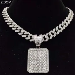 Collares pendientes Hombres Mujeres Hip Hop Dog Tag Collar con 13 mm Miami Cuban Chain Iced Out Bling Hiphop Fashion Charm Jewelry