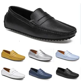 2022 leather doudou mens casual driving shoes soft sole fashion black navy Dark Grey white blue silver yellow footwear all-match lazy cross-border 38-46 fifty seven