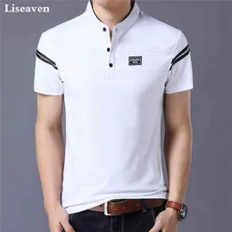 Liseaven Mäns T-shirt Kortärmad Mandarin Collar T-shirt Toppar Tees Male Tshirts Men Kläder 210716